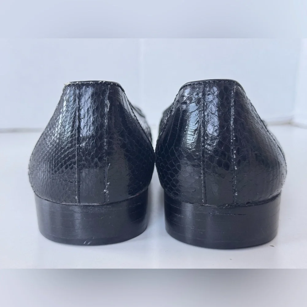 Vintage De La Rentis Genuine Snakeskin Tasseled Leather Shoe Loafer Mens Size 8